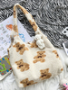 Sac Lolita doux blanc court en peluche ours en peluche Patter Faux suède Lolita accessoires