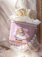 Sac Lolita doux lavande en cuir PU boucles perles en cuir PU sac à main décontracté"idien Lolita