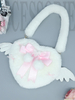 Sac Lolita doux noir sac à bandoulière court en peluche avec nœuds et pompons accessoires Lolita