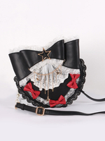 Sac Lolita Perles noir en PU Nœuds rouge en dentelle Sac à bandoulière Marine foncé Accessoires Lolita