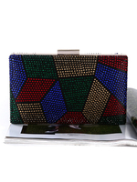 Sacs à main de fête en fibre de polyester strass baiser serrure fermeture mariage sac à main