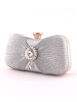Sacs à main de mariage Pochette de soirée en argent Kiss Lock Motif dillustration Strass Accessoires de mariage