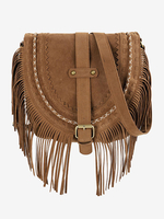 Sacs Femme Kaki Faux Daim Rond Sangle Réglable Frange Fermeture Éclair