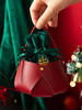 Sacs Pour Femme Sac De Noël À Lacets Bordeaux Cadeau Noël Avec Poignée Ronde Détails En Métal Bicolore
