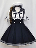Sailor Lolita Outfits Chemise à manches courtes bleu foncé avec jupe pull plissée