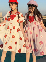 Sailor Lolita Robe OP à imprimé floral manches courtes Robes Lolita One Piece Déguisements Halloween
