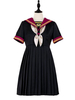 Sailor Style Lolita OP Robe Noir Avec Noeuds Lolita Robes une pièce Déguisements Halloween