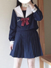 Sailor Style Lolita Outfit - Top à manches longues et nœud - Bleu avec jupe plissée Déguisements Halloween