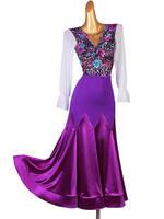 Salle de bal Costumes de danse Lycra Purple femmes Spandex Set Top robe de danse