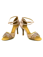 Salle de bal en soie chaussures haut talon cheville paillettes sangle sur mesure chaussures de danse
