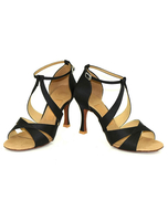 Salle de bal satin chaussures à bout ouvert talon aiguille découpe de sangle de cheville sur mesure chaussures de danse