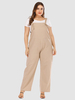 Salopette grande taille pour femmes bretelles kaki cou bretelles réglables sans manches en coton salopette surdimensionnée