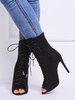 Sandale bottines femme avec lacets mode street Bottes automne à talon aigu bout ouvert