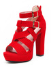Sandale Chaussures À Talons Hauts 2021 Plateforme Rouge Chaussures À Lacets À Bout Ouvert Avec Boucle À Lanières Pour Femmes