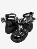 Sandale Lolita Steampunk en cuir PU à bout rond chaussures Lolita noires