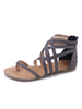Sandale plate sandales gladiateur en cuir PU sandales pantoufles décontractées