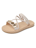 Sandale plate sandales gladiateur en cuir PU sandales pantoufles décontractées