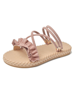 Sandale plate sandales gladiateur en cuir PU sandales pantoufles décontractées