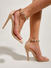 Sandales à bride à la cheville à talon aiguille pour femmes; talons à bride à la cheville supérieure en PVC