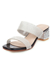 Sandales à double sangle pour femmes Mules en cristal Pantoufles de plage Sandales à talon bloc