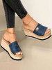 Sandales à glissière bleu royal en cuir PU à bout ouvert pour femmes