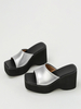 Sandales À Glissière Chaussures Femmes Confortables En Cuir PU À Talons Compensés