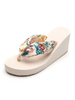 Sandales à glissière pour femmes Bohemian PVC Upper Open Toe Wedge Heel Pantoufles