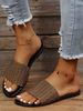 Sandales à glissière pour femmes Chaussons plats à bout ouvert en microfibre chic