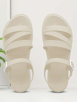 Sandales à glissière pour femmes chaussures décontractées à lanières blanches et écru