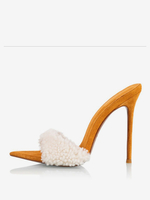 Sandales à glissière pour femmes Chic Micro Daim Supérieur Bout Pointu Talon Aiguille Pantoufles