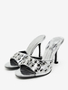 Sandales à glissière pour femmes en cuir PU à bout rond et à talons aiguilles