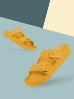 Sandales à glissière pour femmes pantoufles décontractées à bout rond en caoutchouc