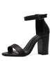 Sandales à lanières pour femmes Chunky Heel Strap Ankle Strap Sandales à bout ouvert en noir