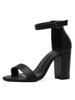 Sandales à lanières pour femmes Chunky Heel Strap Ankle Strap Sandales à bout ouvert en noir