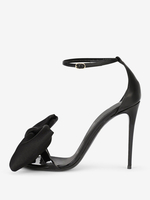 Sandales À Nœud Noir Femmes À Bout Rond Bride À La Cheville Chaussures De Soirée