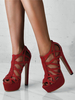 Sandales à plateforme pour femmes avec talon aiguille chic; sandales spartiates à glissière rouge foncé