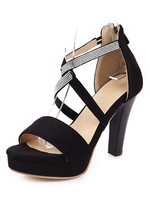 Sandales à plateforme pour femmes Chunky Heel Criss-Cross Open Toe Plus Size Black Chaussures