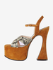 Sandales à plateforme pour femmes talons ouverts motif serpent sandales à talon de forme spéciale