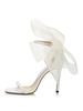 Sandales à talon aiguille avec bride à la cheville pour femmes avec nœuds mariage Chaussures de mariée