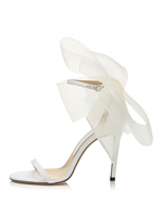Sandales à talon aiguille avec bride à la cheville pour femmes avec nœuds mariage Chaussures de mariée