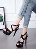 sandales à talon haut sandales femme noir à cuir synthétique à lacet croissé à bout ouvert