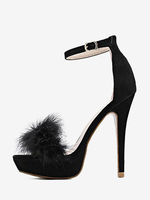 Sandales à talon pour femmes bout rond talon aiguille tige en micro-daim