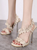 Sandales à talons Abricot Talon aiguille Bout carré Talons aiguilles en tissu élastique