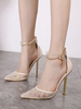 Sandales à talons Abricot Talon aiguille Bout pointu Talons en cuir PU avec bride à la cheville
