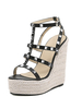 Sandales à Talons avec Plateforme Femme avec Bour Ouvert en Cuir Synthétique Bicolores