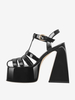 Sandales à talons blocs noires chaussures à talons hauts découpés à plateforme