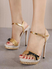 Sandales à talons Blond Talon aiguille Bout carré Sandales dété en cuir PU