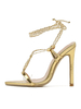 Sandales à talons Blond Talon aiguille Bout pointu Cuir verni Bride à la cheville Talons