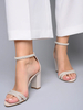 Sandales à talons chaussures femmes bout rond talons épais cuir PU