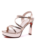 Sandales à Talons Femme avec Plateforme Verni à Lacets Unicolore avec Bout Ouvert